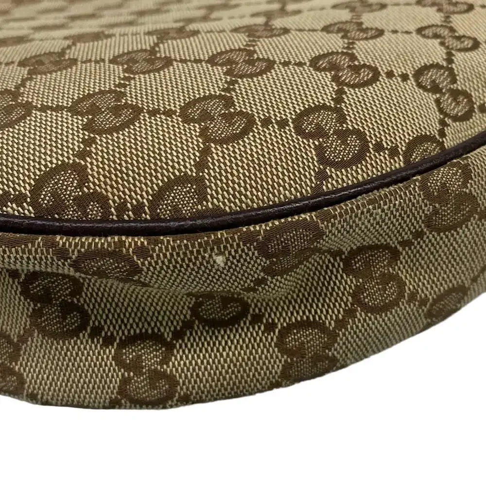 Gucci GG Shoulder Bag 122790 Beige Dark Brown Jacquard Leather